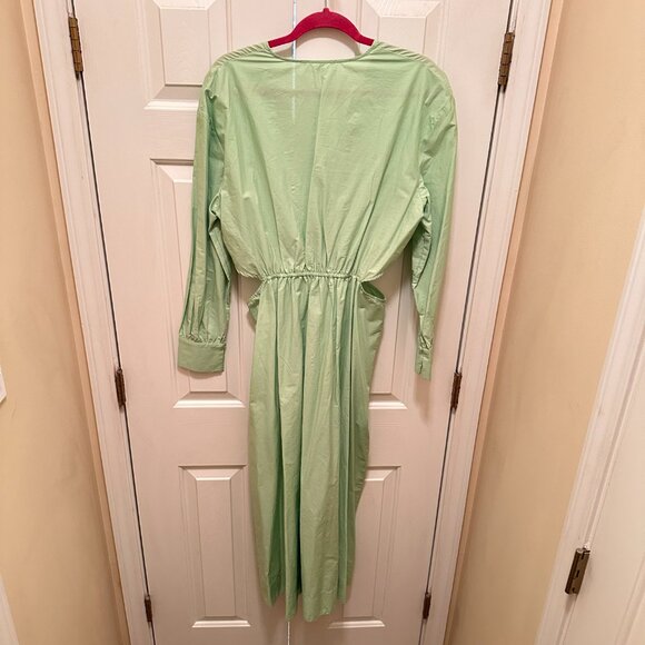 Mango - Light Green Cut-Out Waist Long-Sleeve Dress – Size US 10 - Picture 3 of 10